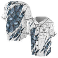 Custom Name Skull Floral Grunge Spatter Baseball Jersey S-5XL
