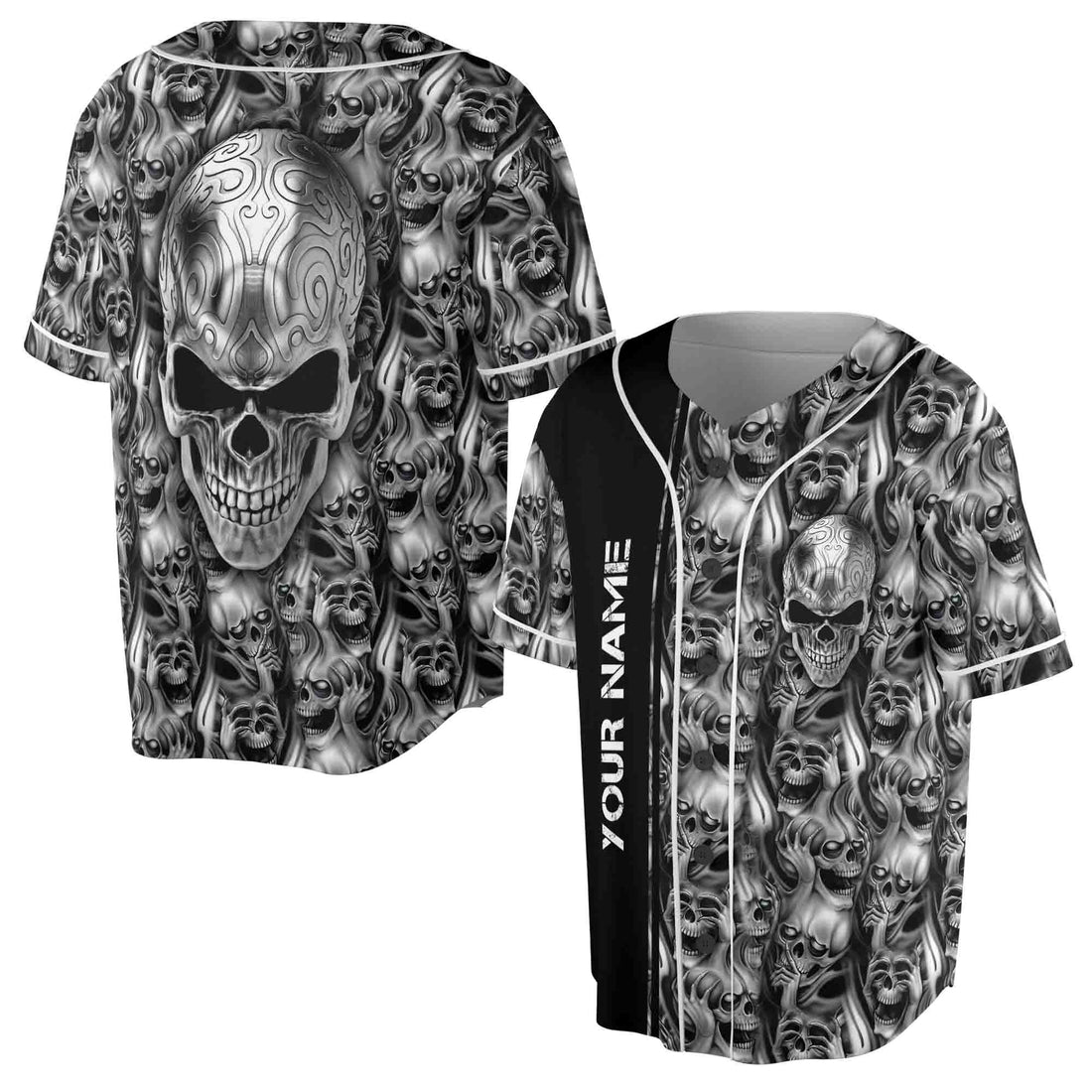 Custom Name Nightmare Screaming Skull Baseball Jersey S-5XL