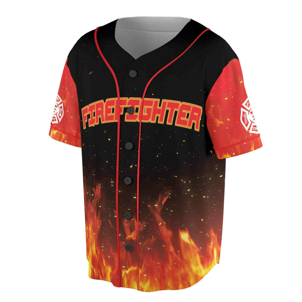 Custom Name Proud Firefighter Baseball Jersey S-5XL