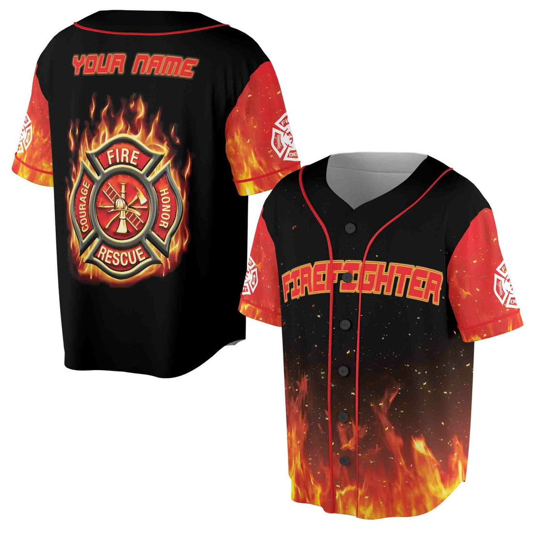 Custom Name Proud Firefighter Baseball Jersey S-5XL