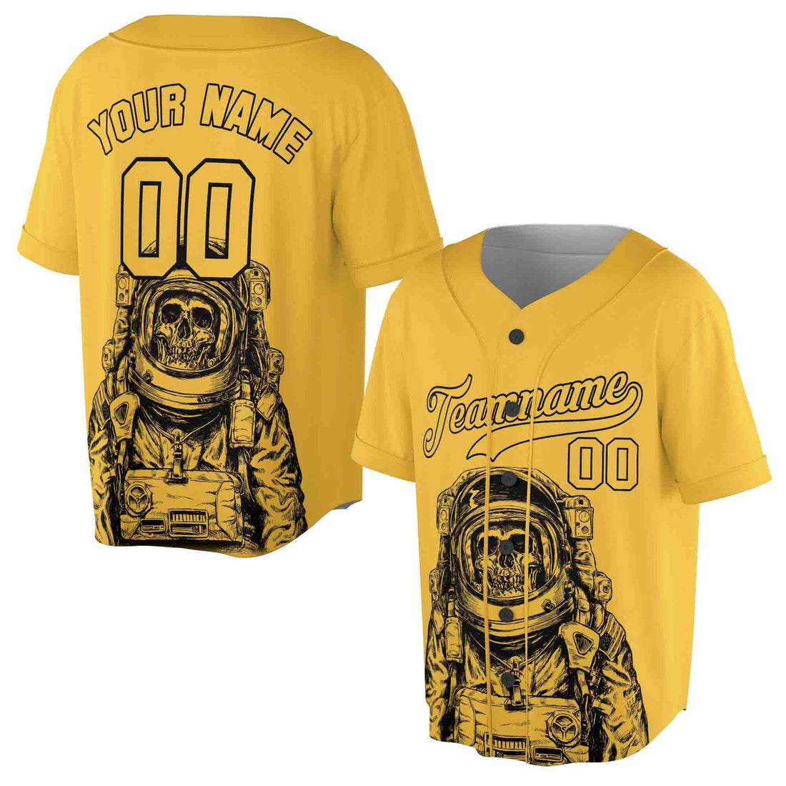 Personalized Grunge Skull Astronaut Baseball Jersey S-5XL