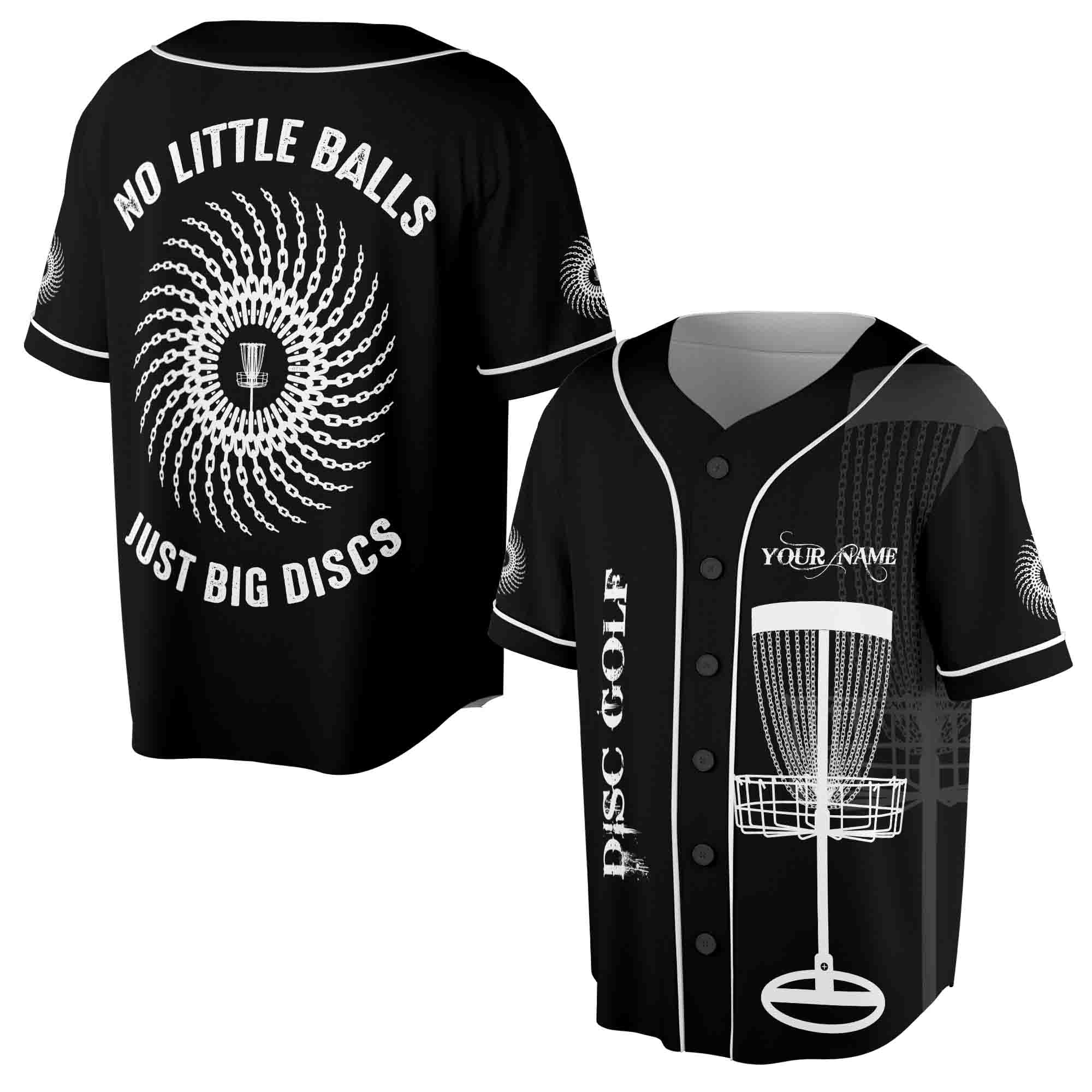 Custom Name No Little Balls Just Big Discs Disc Golf Baseball Jersey S-5XL