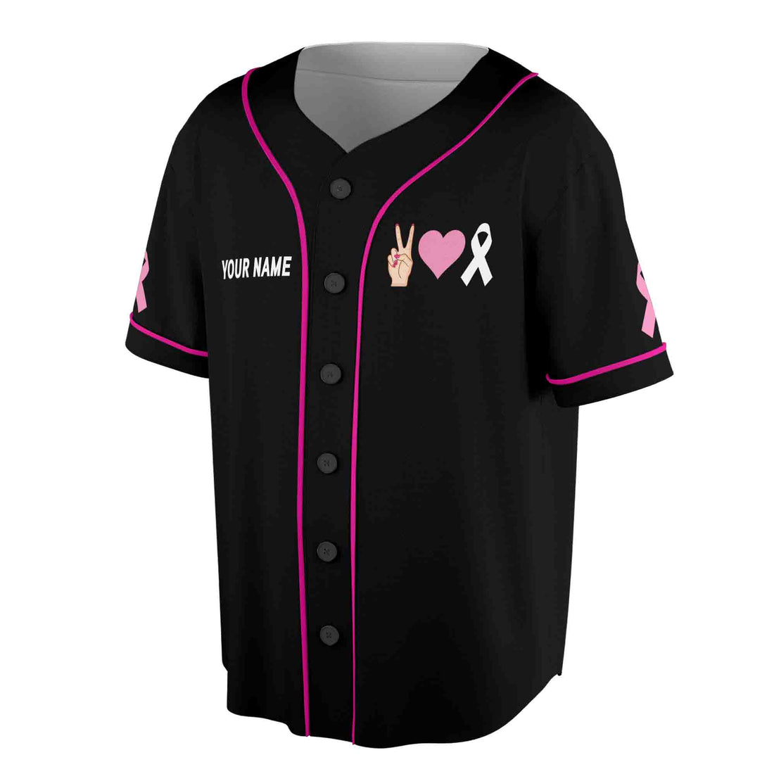 Custom Name Peace Love and Cure Pink Faith Baseball Jersey S-5XL