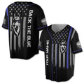 Custom Name Back The Blue America Flag Grunge Baseball Jersey S-5XL