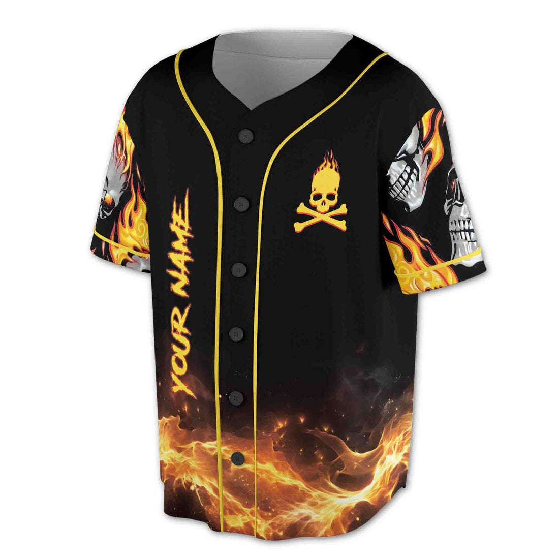 Custom Name Just Like Ghost On Flame Fire Skull Baseball Jersey S-5XL