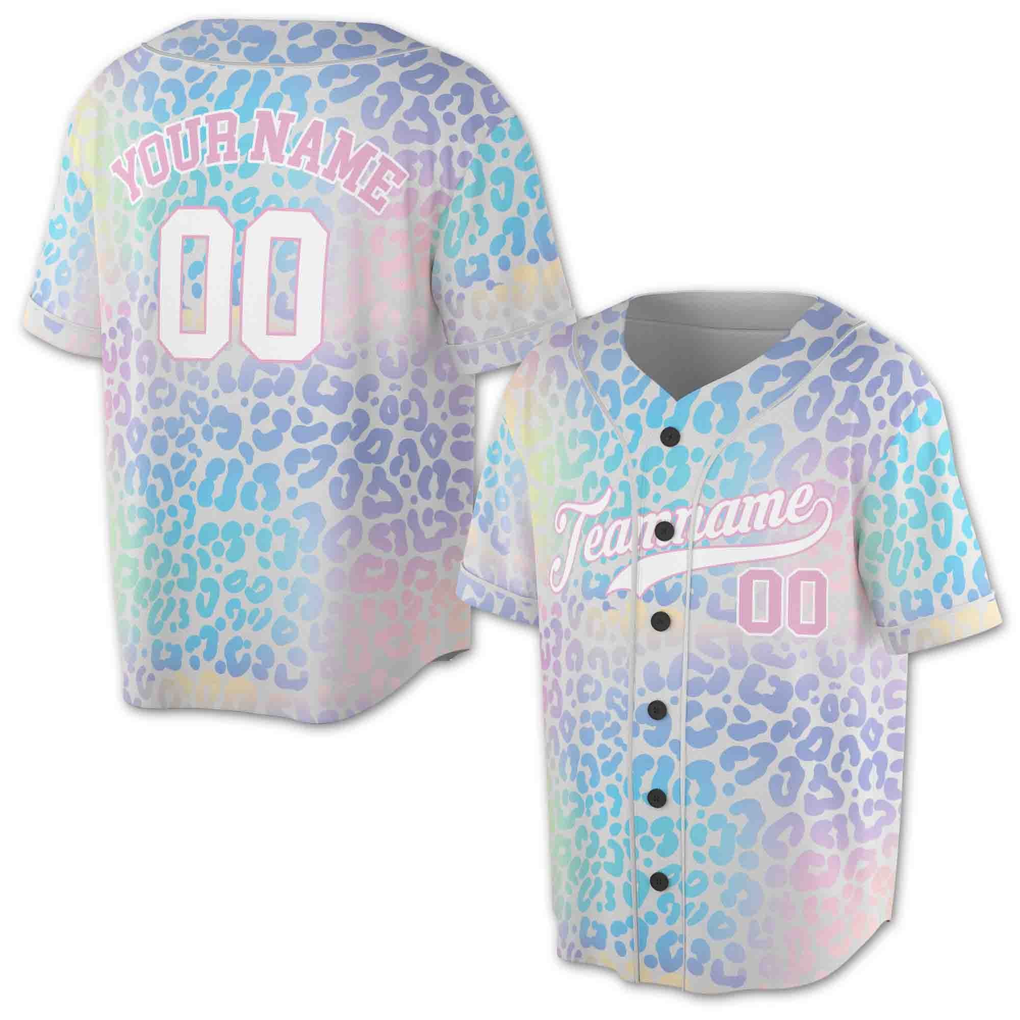 Personalized Funny Pastel Leopard Pattern Custom Baseball Jersey S-5XL