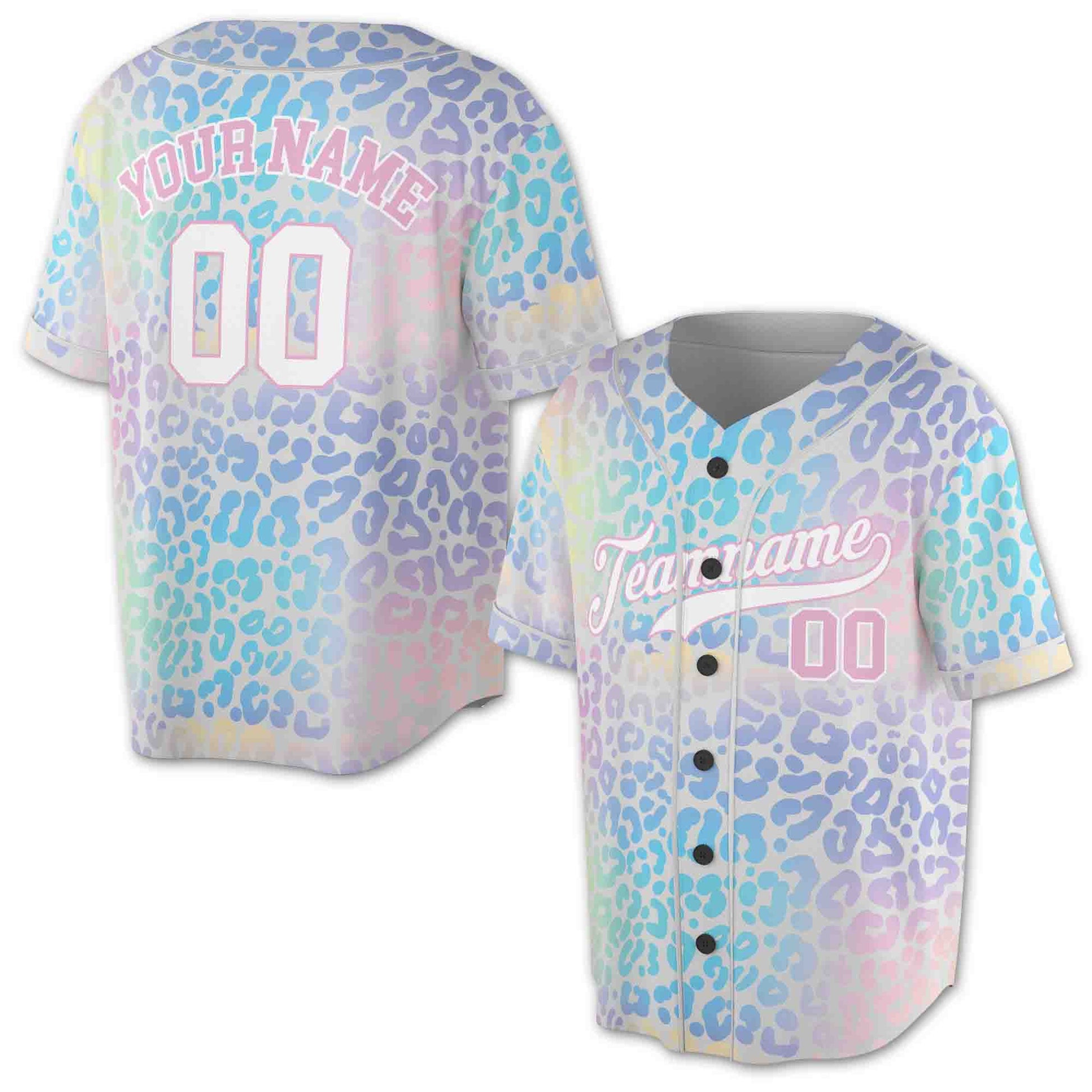 Personalized Funny Pastel Leopard Pattern Custom Baseball Jersey S-5XL
