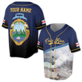 Custom Name Costa Rica Flag Coat of Arms Baseball Jersey S-5XL