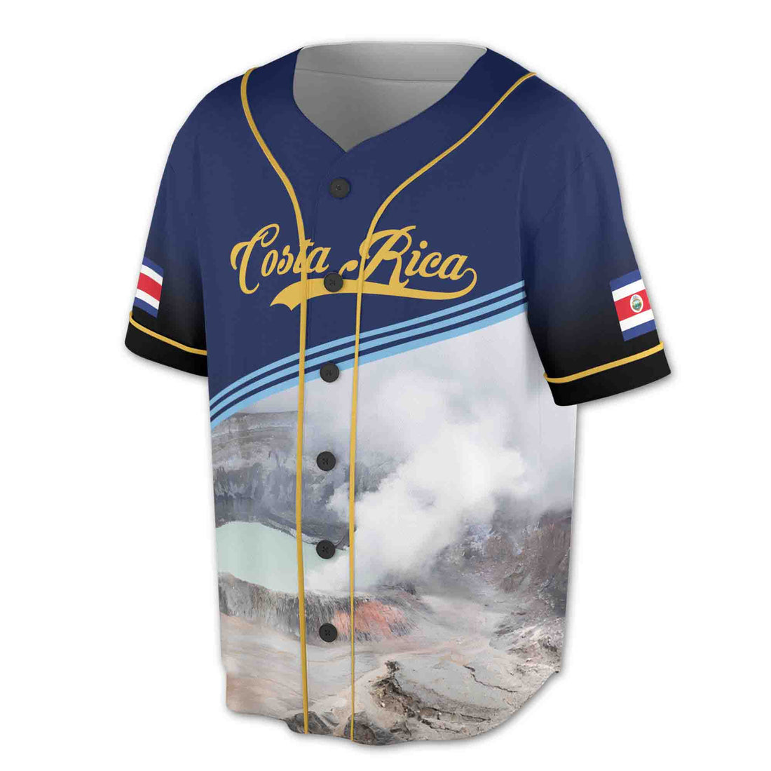 Custom Name Costa Rica Flag Coat of Arms Baseball Jersey S-5XL