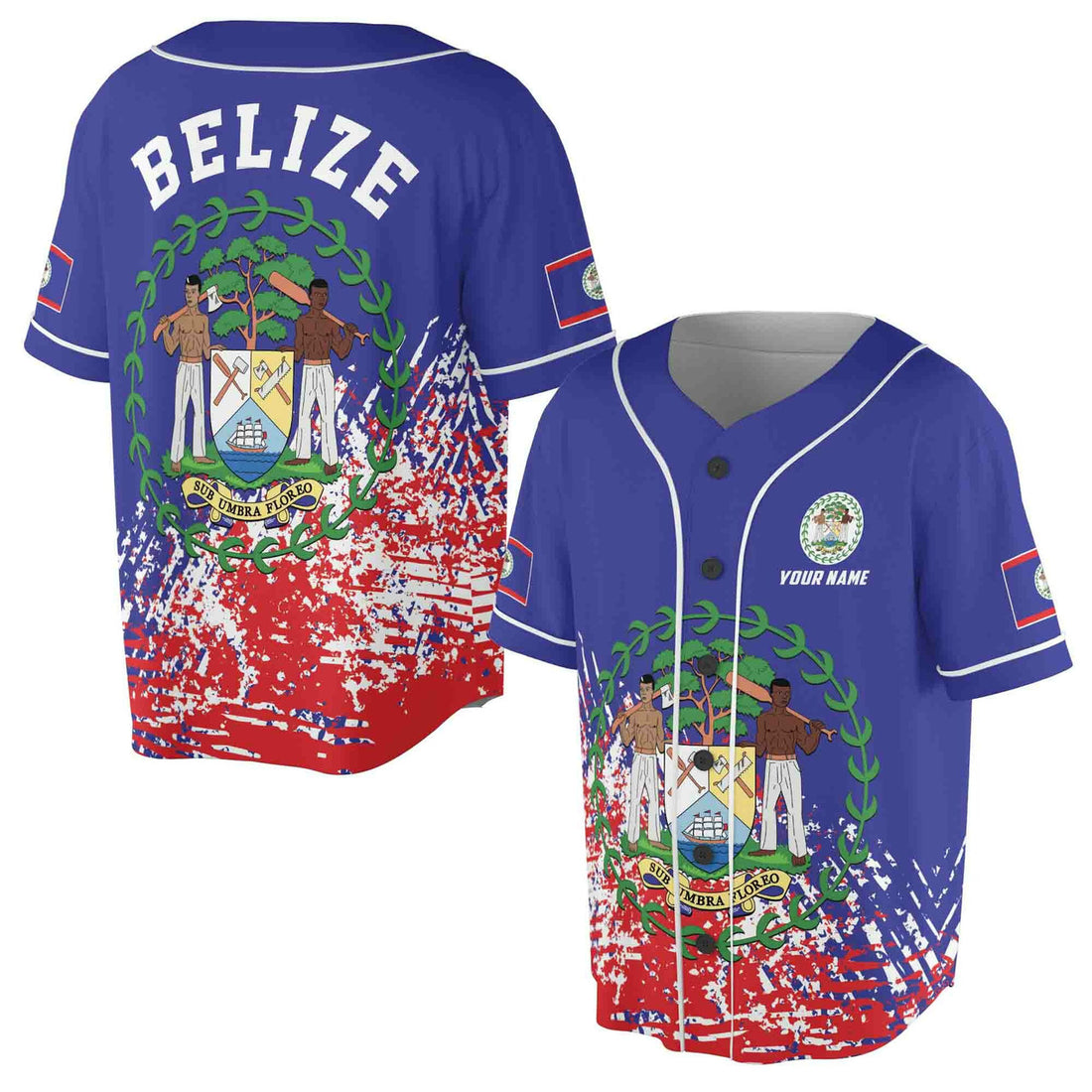 Custom Belize Flag Patriotic Baseball Jersey S-5XL