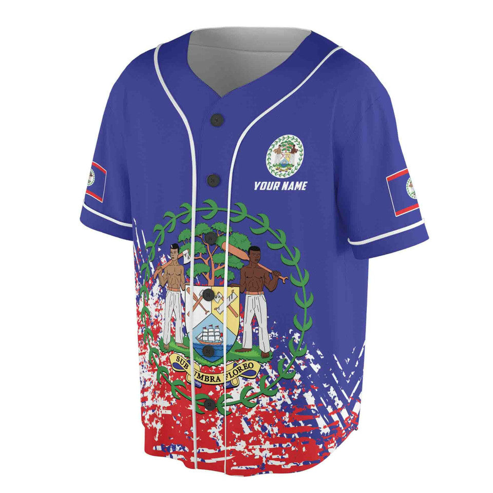 Custom Belize Flag Patriotic Baseball Jersey S-5XL
