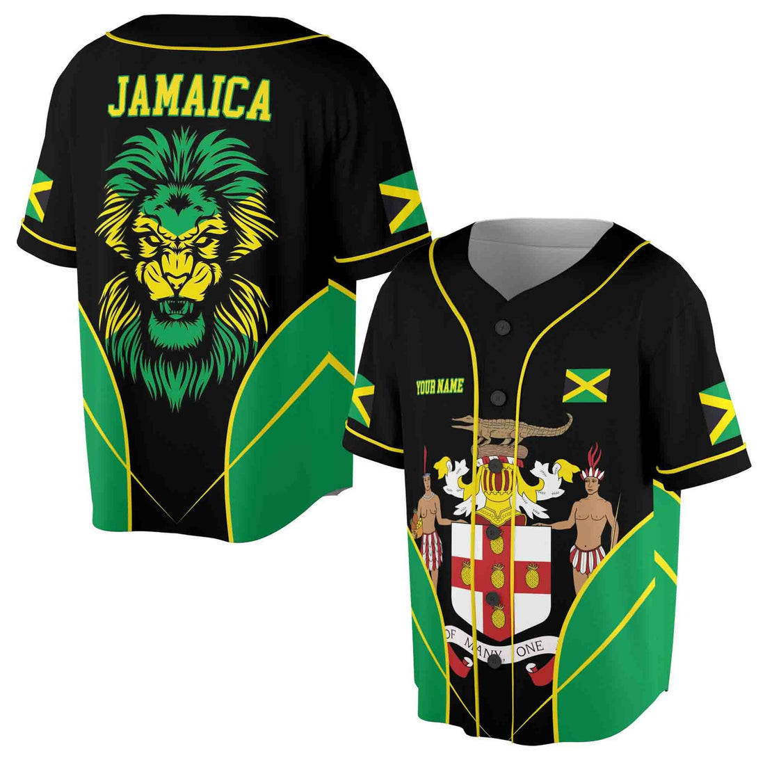Custom Jamaica Flag Lion Baseball Jersey Patriotic Baseball Jersey S-5XL