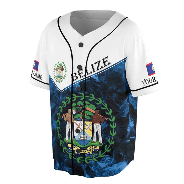Custom Patriotic Belize Coat of Arms Sub Umbra Floreo Baseball Jersey S-5XL