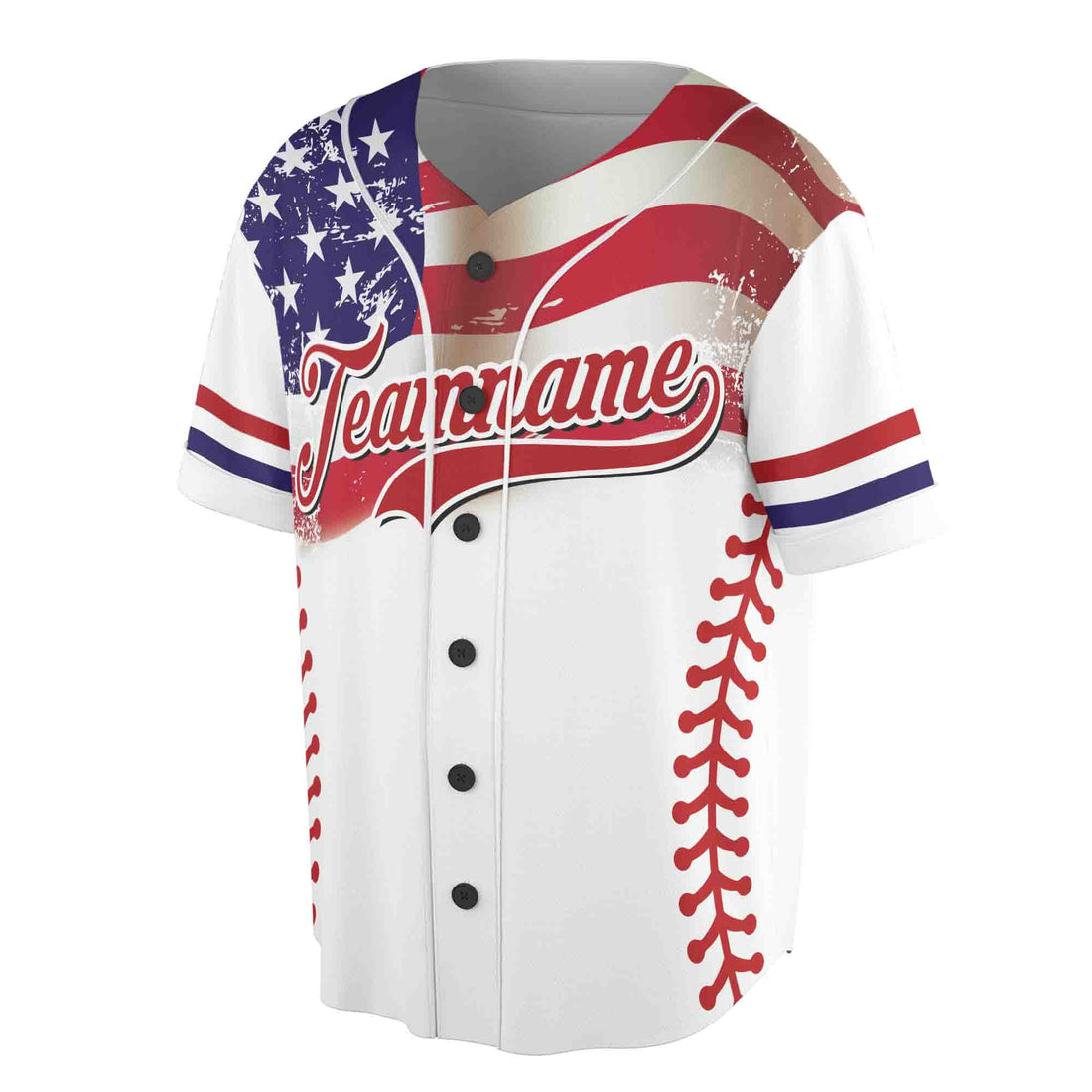 Customize American Teamname Name Number USA Flag Grunge Baseball Jersey S-5XL