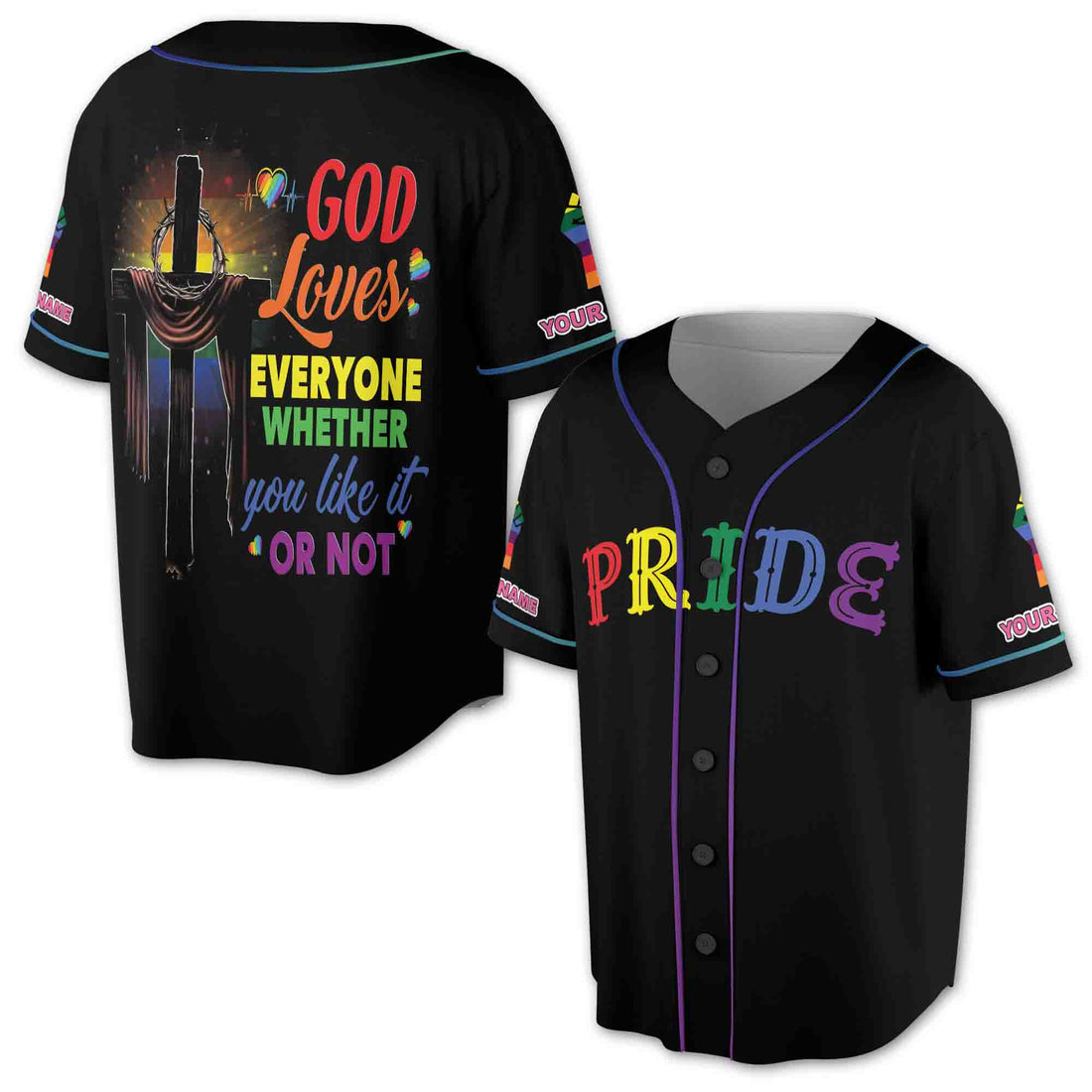Pride Month God Loves Everyone Whether You Like It Or Not Baseball Jersey S-5XL