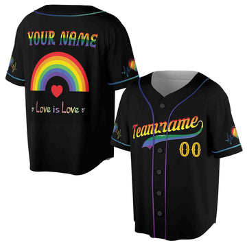 Customize Name Team Name Rainbow Pride Month Love Is Love LGBT 3D All Over Print Baseball Jersey S-5XL