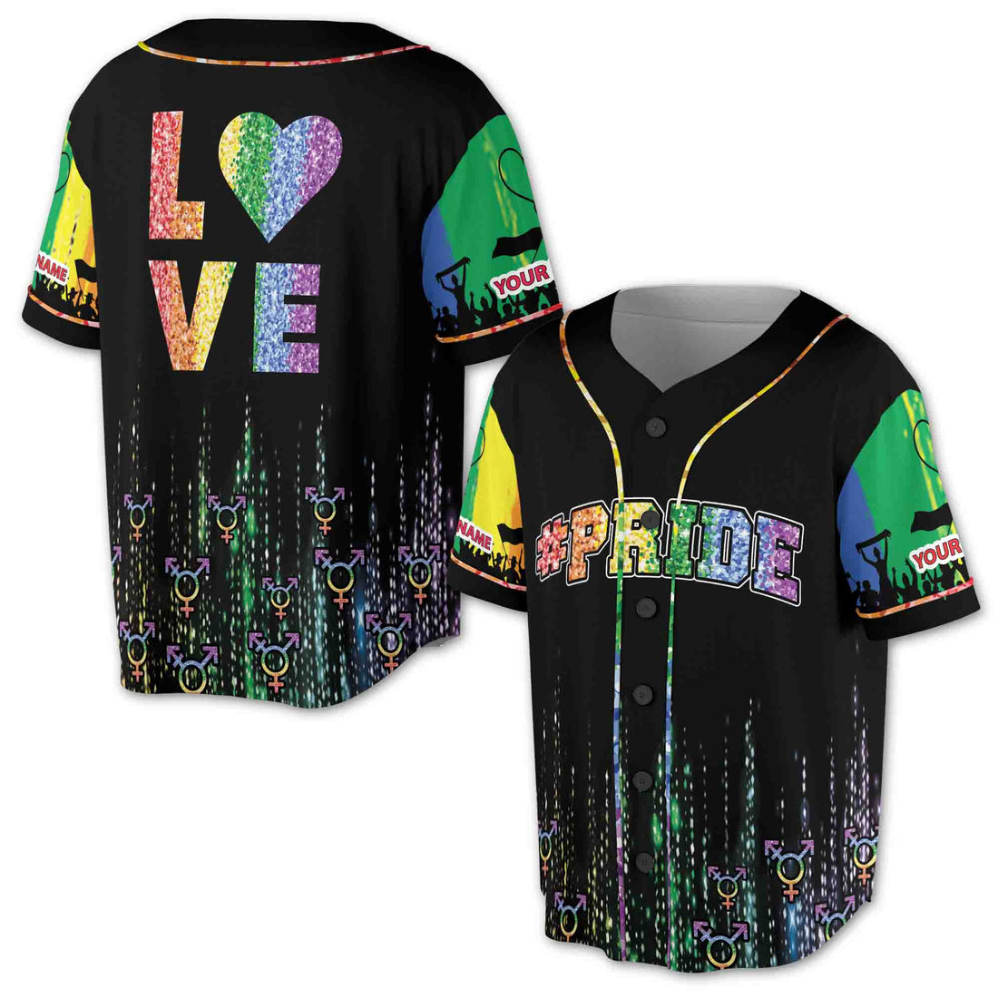 LGBT Love Pride Rainbow Pride Month LGBT 3D All Over Print Baseball Jersey S-5XL