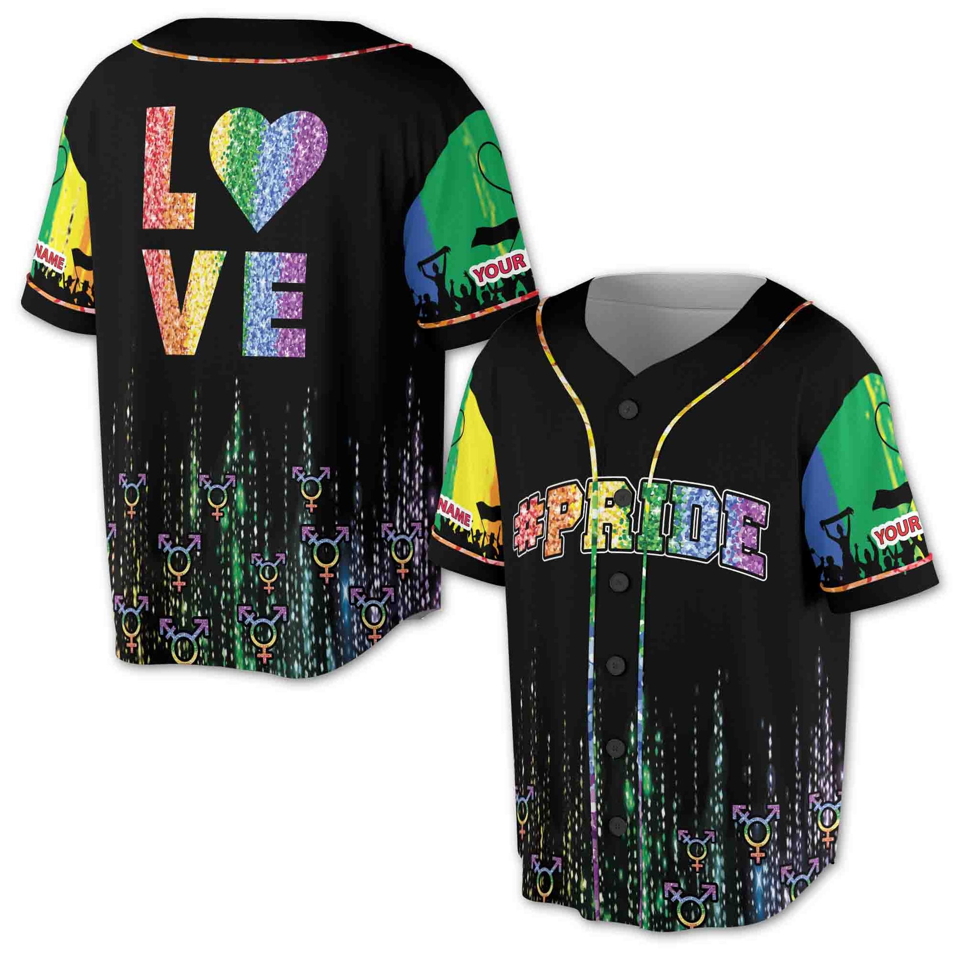LGBT Love Pride Rainbow Pride Month LGBT 3D All Over Print Baseball Jersey S-5XL