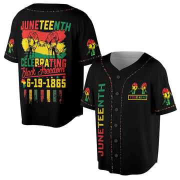 Custom Name Juneteenth Flag Independence Day 1865 Black History Baseball Jersey S-5XL
