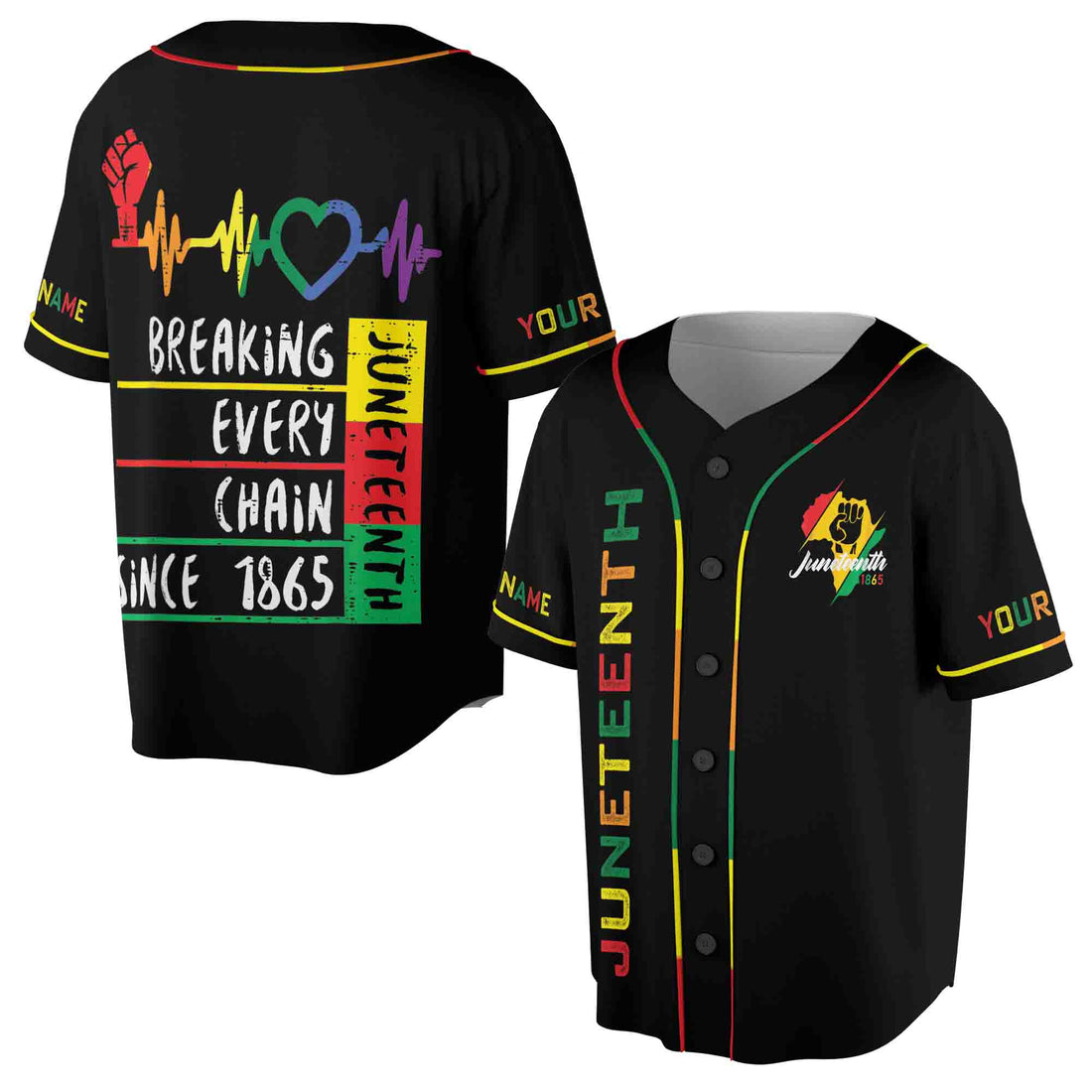 Custom Juneteenth Freeish 1865 Black History Pride Baseball Jersey Size S-5XL