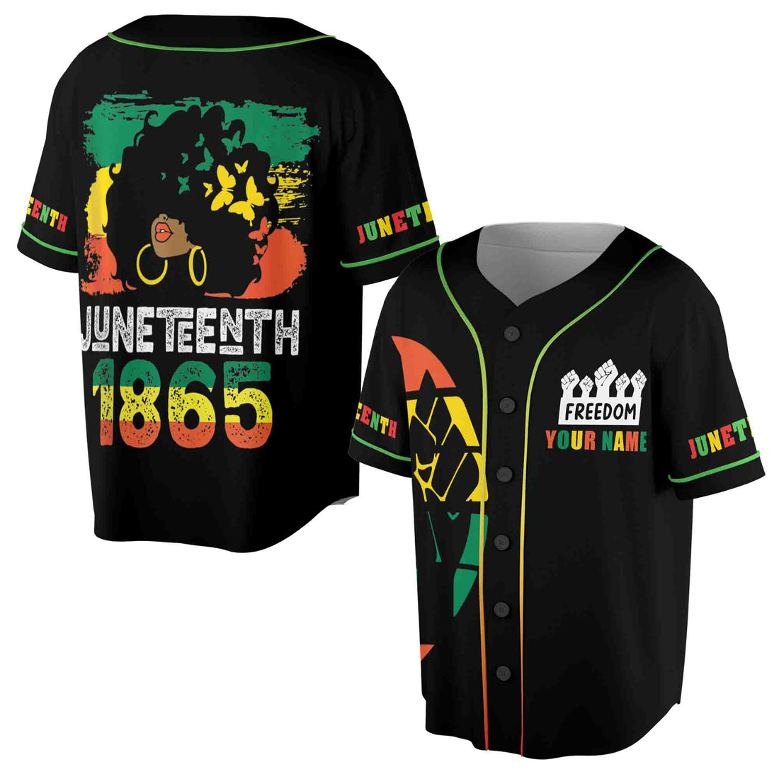 Customize Name Juneteenth Baseball Jersey Shirt Flag Independence Day Freeish Since 1865 D Baseball Jersey S-5XL