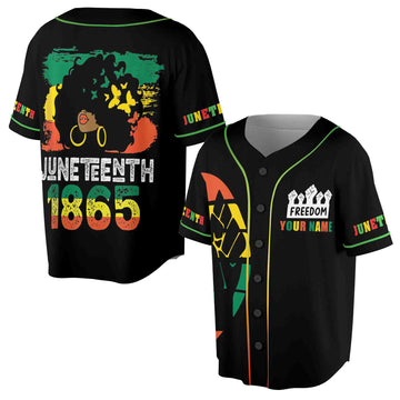 Customize Name Juneteenth Baseball Jersey Shirt Flag Independence Day Freeish Since 1865 D Baseball Jersey S-5XL