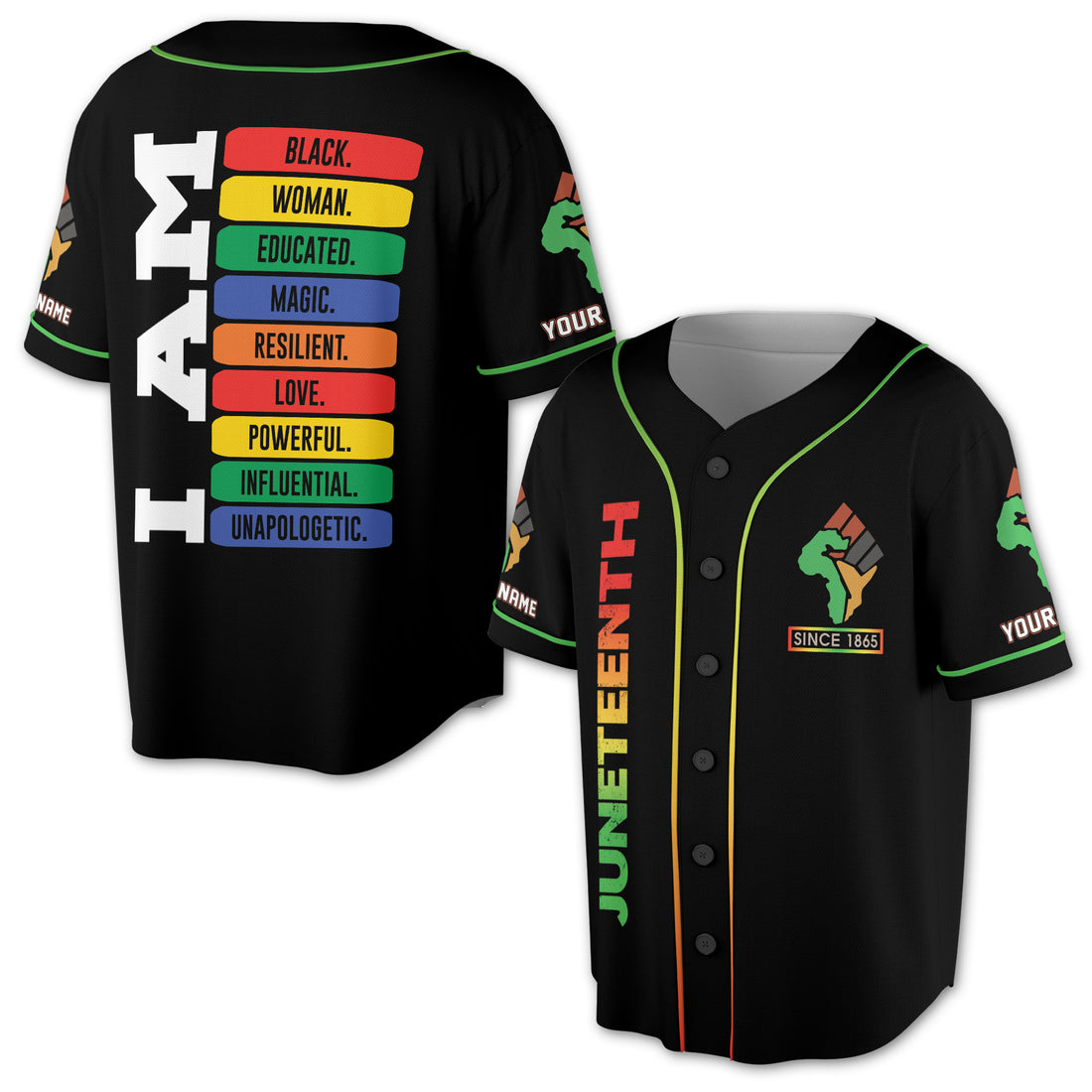 I AM Black Woman Juneteenth Since 1865 Powerful Magic 3D Baseball Jersey Size S-5XL