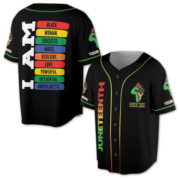 I AM Black Woman Juneteenth Since 1865 Powerful Magic 3D Baseball Jersey Size S-5XL