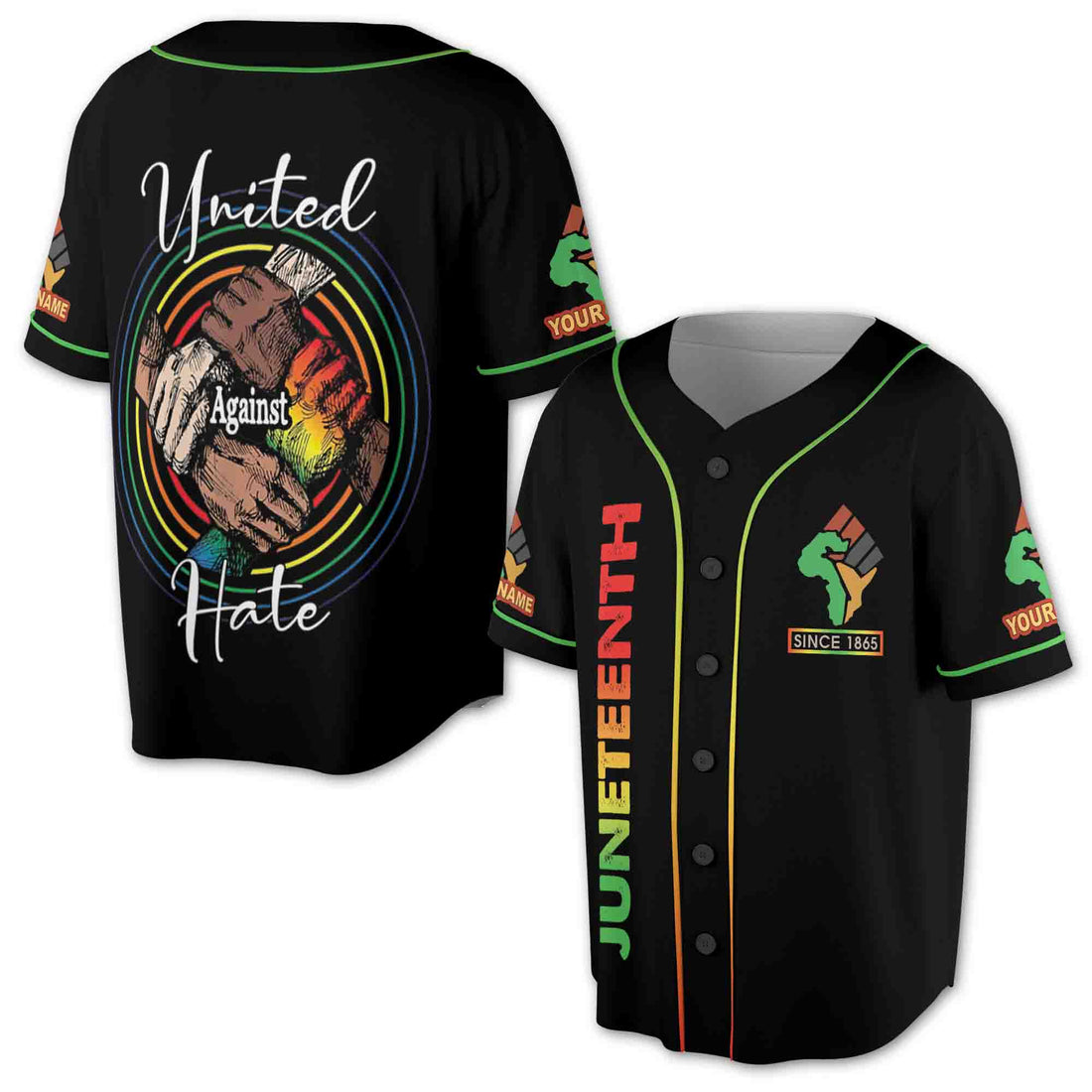 United Against Black Pride Month Juneteenth Since 1865 3D Baseball Jersey Size S-5XL