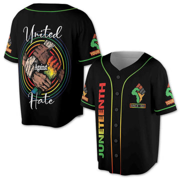 United Against Black Pride Month Juneteenth Since 1865 3D Baseball Jersey Size S-5XL