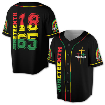 Black History 1865 Juneteenth Flag Independence Day Cross 3D Baseball Jersey Size S-5XL