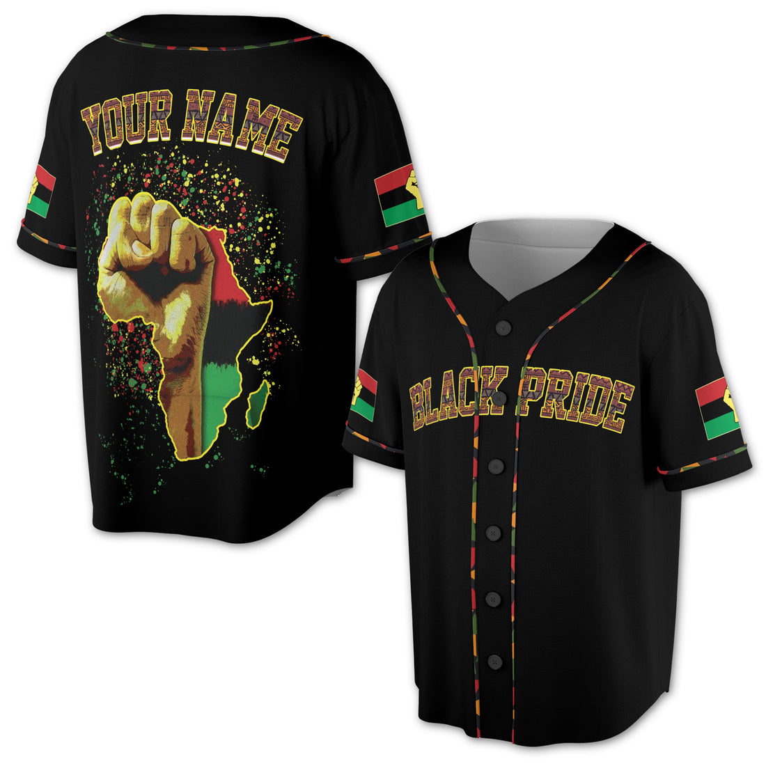 Black Pride Juneteenth Black Power American Baseball Jersey Shirt Size S-5XL