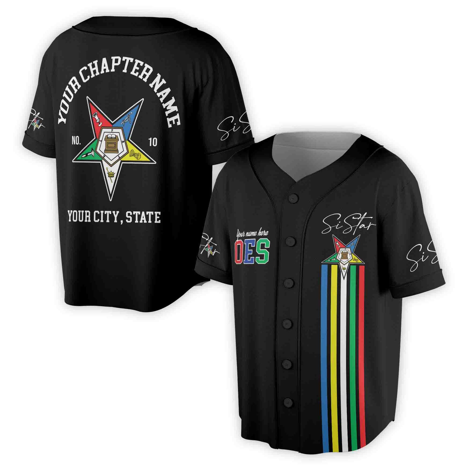 Custom Name Chapter Name Order of the Eastern Star Sistar OES AF&AM Unisex Baseball Jersey S-5XL