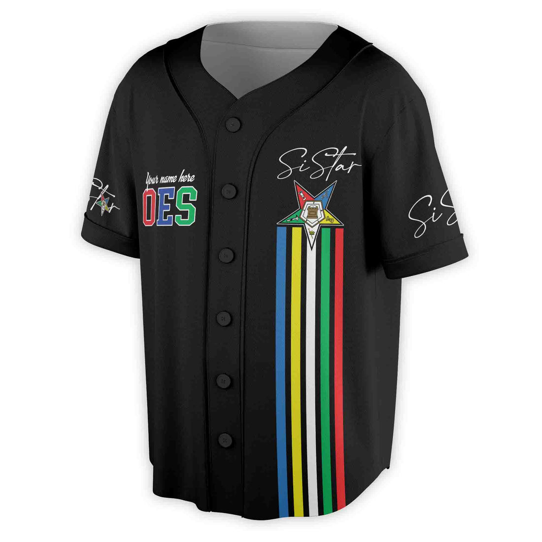 Custom Name Chapter Name Order of the Eastern Star Sistar OES AF&AM Unisex Baseball Jersey S-5XL