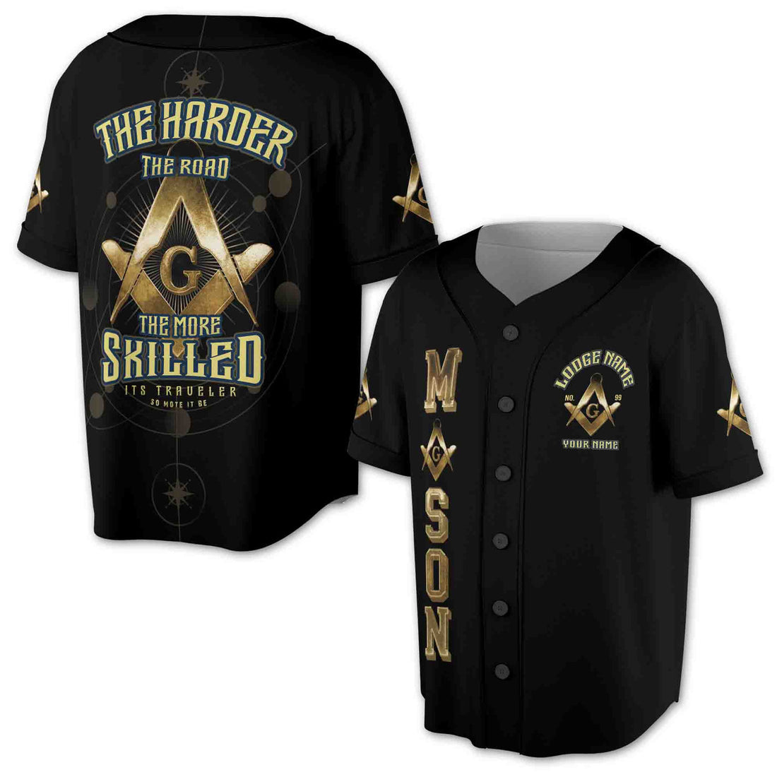 Custom Mason Lodge Name Your Name Freemasonry Shirt Baseball Jersey S-5XL