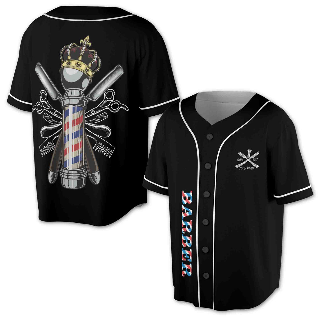 Custom Name Your Professional Barber Baseball Jersey S-5XL