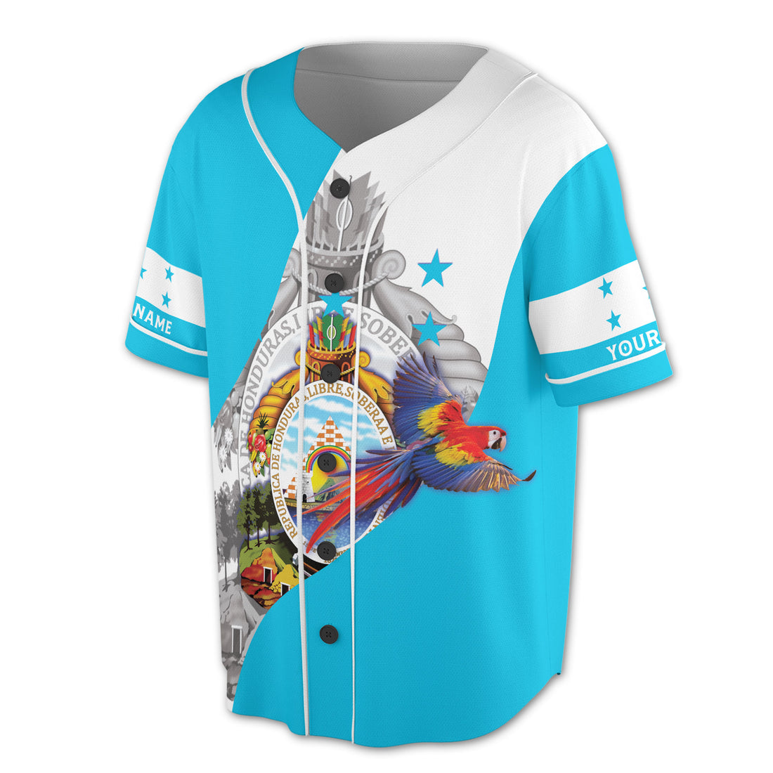 Custom Name Patriotic Honduras Coat of Arms Baseball Jersey S-5XL