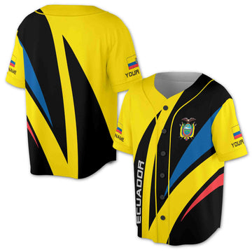 Custom Name Ecuador Coat of Arms Patriotic Ecuador Baseball Jersey S-5XL