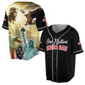 Patriotic America One Nation Under God Grunge Shirt Baseball Jersey S-5XL