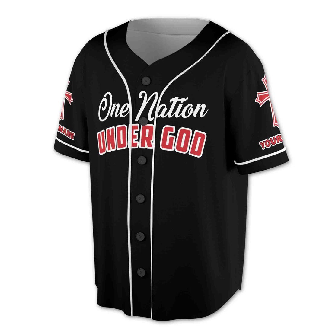 Patriotic America One Nation Under God Grunge Baseball Jersey S-5XL