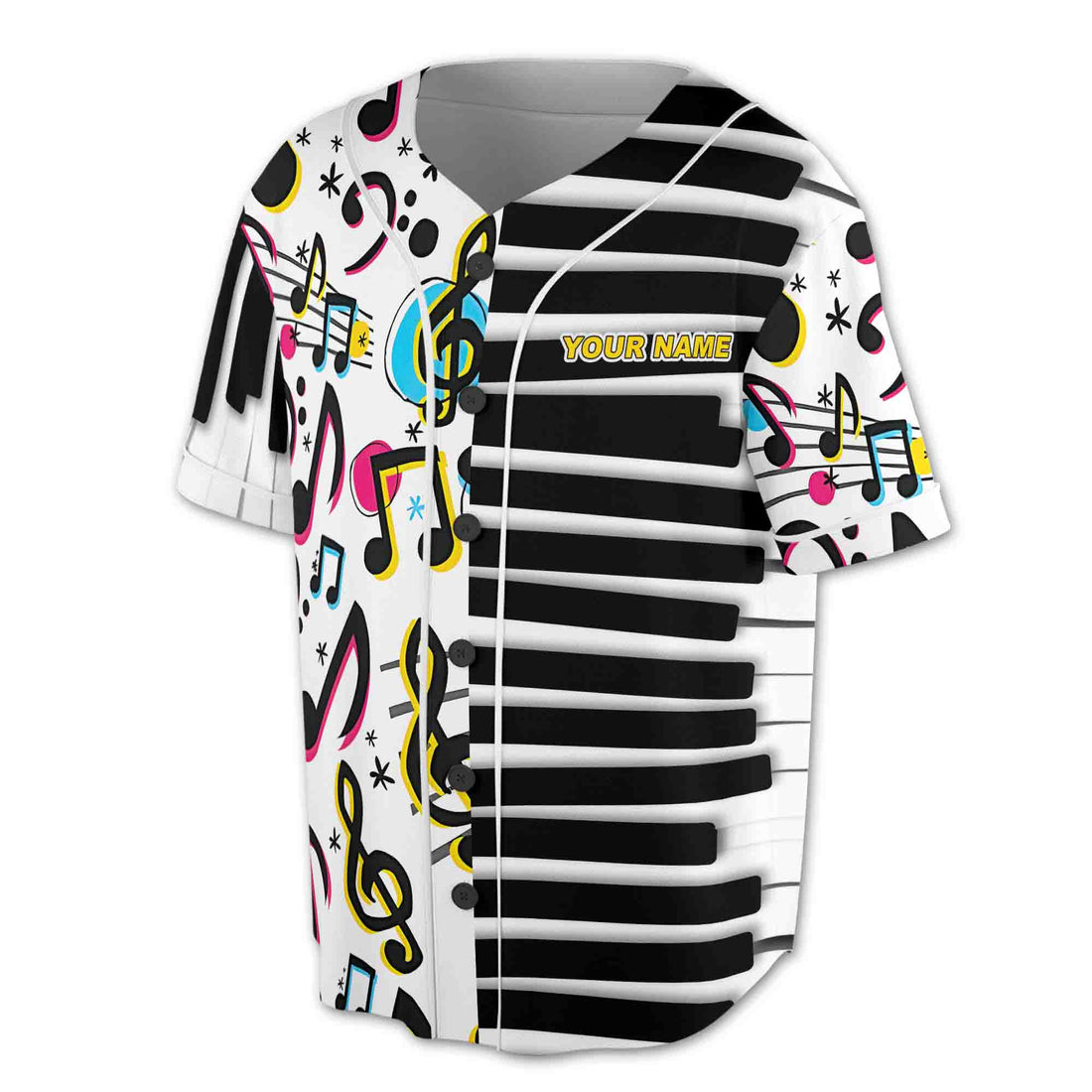 Funny Piano Ivory Colorful Music Notes Baseball Jersey S-5XL