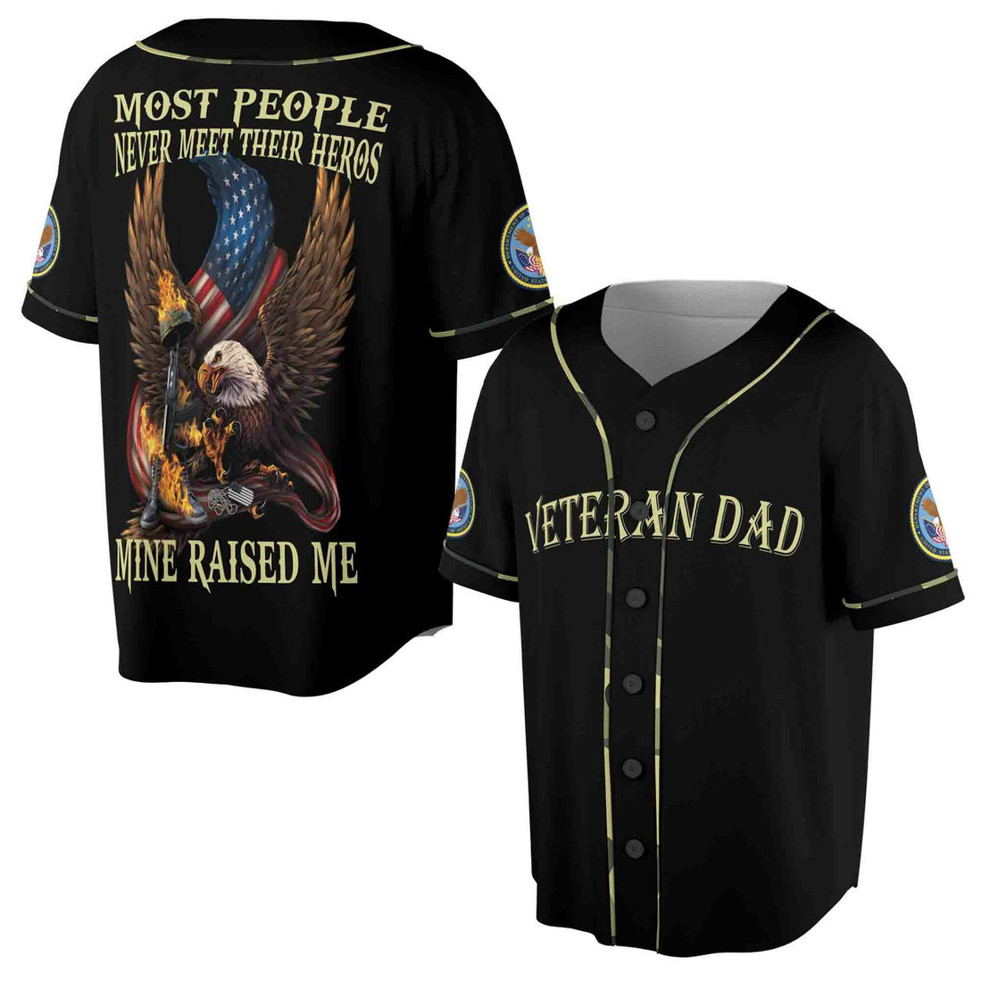 Patriotic Veteran Eagle American Flag Baseball Jersey S-5XL