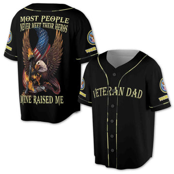 Patriotic Veteran Dad Heroes Eagle American Flag Baseball Jerseys-5XL