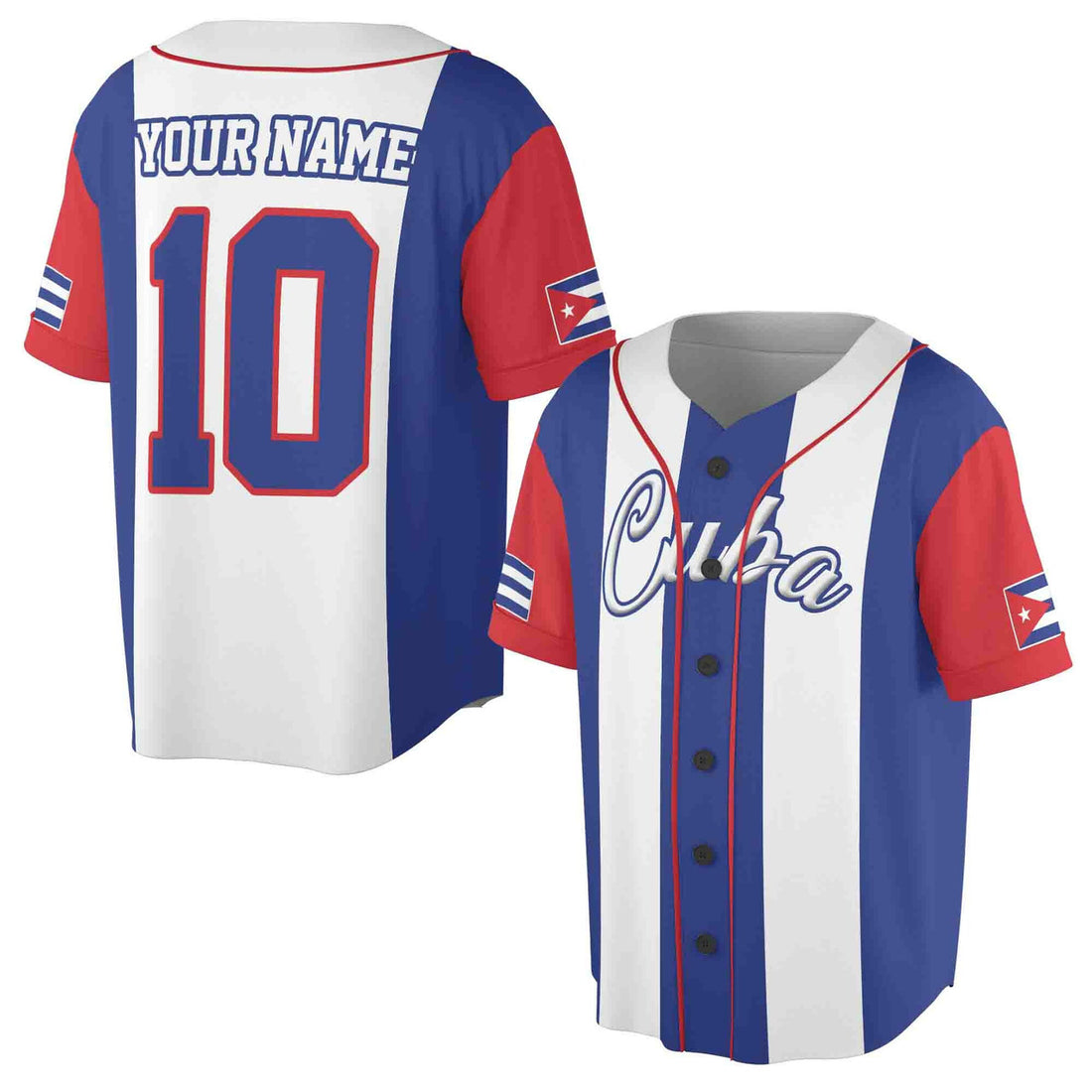 Personalized Cuba Flag Baseball Jersey S-5XL
