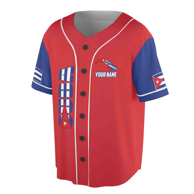 Custom Name Cuba Flag Patriotic Baseball Jersey S-5XL