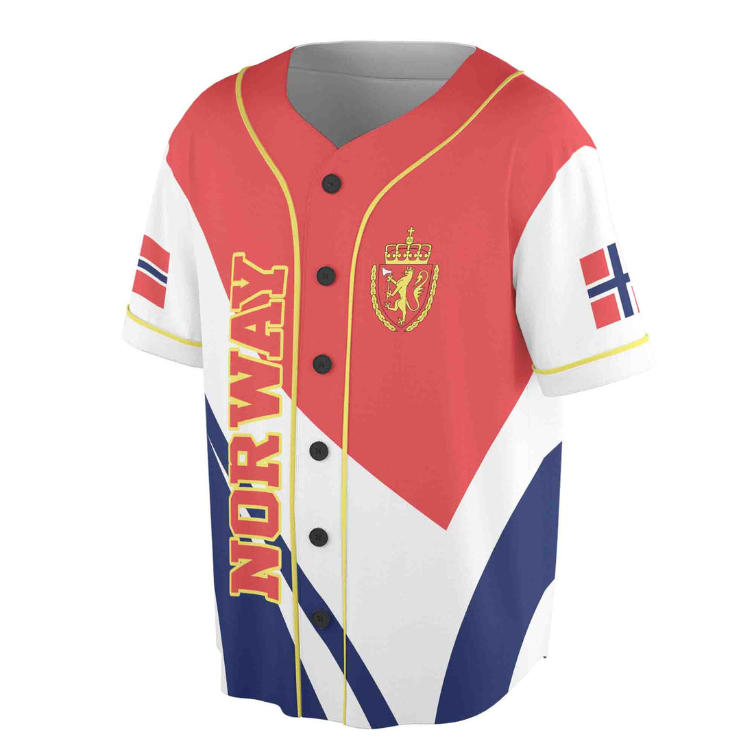 Custom Name Patriotc Norway Coat Of Arms Baseball Jersey S-5XL