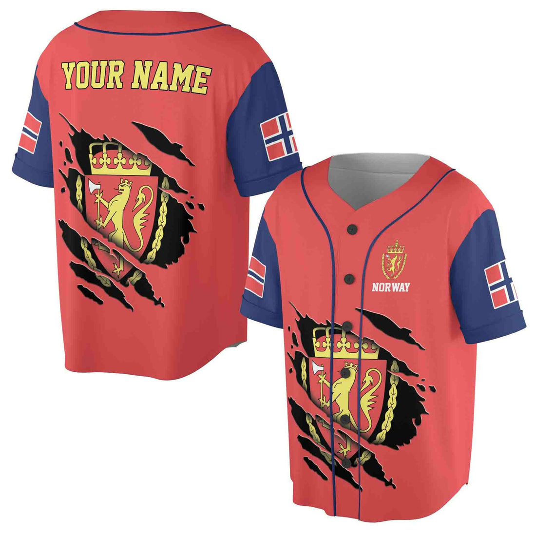 Personalized Norway Coat Of Arms Baseball Jersey S-5XL