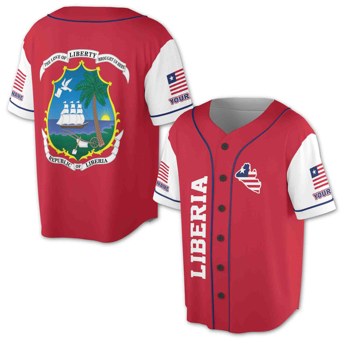 Patriotic Republic Of Liberia Coat Of Arms Baseball Jersey S-5XL