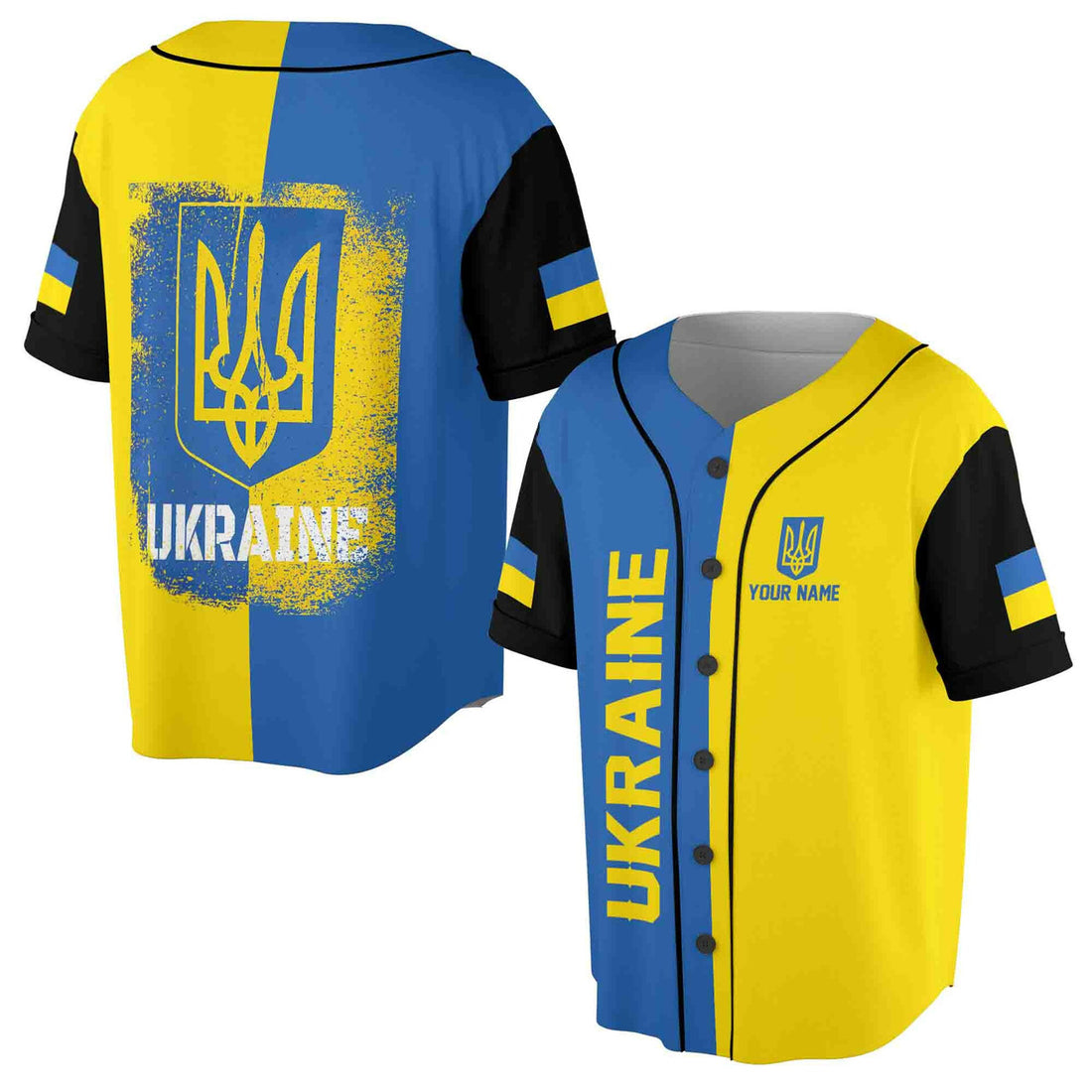 Custom Ukraine Coat of Arms Flag Baseball Jersey S-5XL