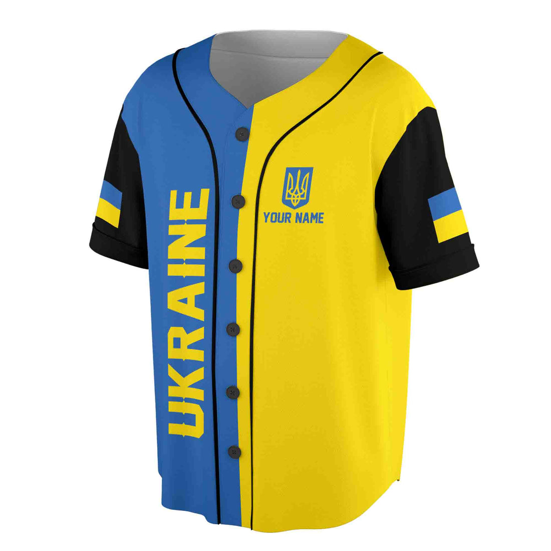 Custom Name Ukaraine Coat of Arms Ukaraine Flag Baseball Jersey S-5XL